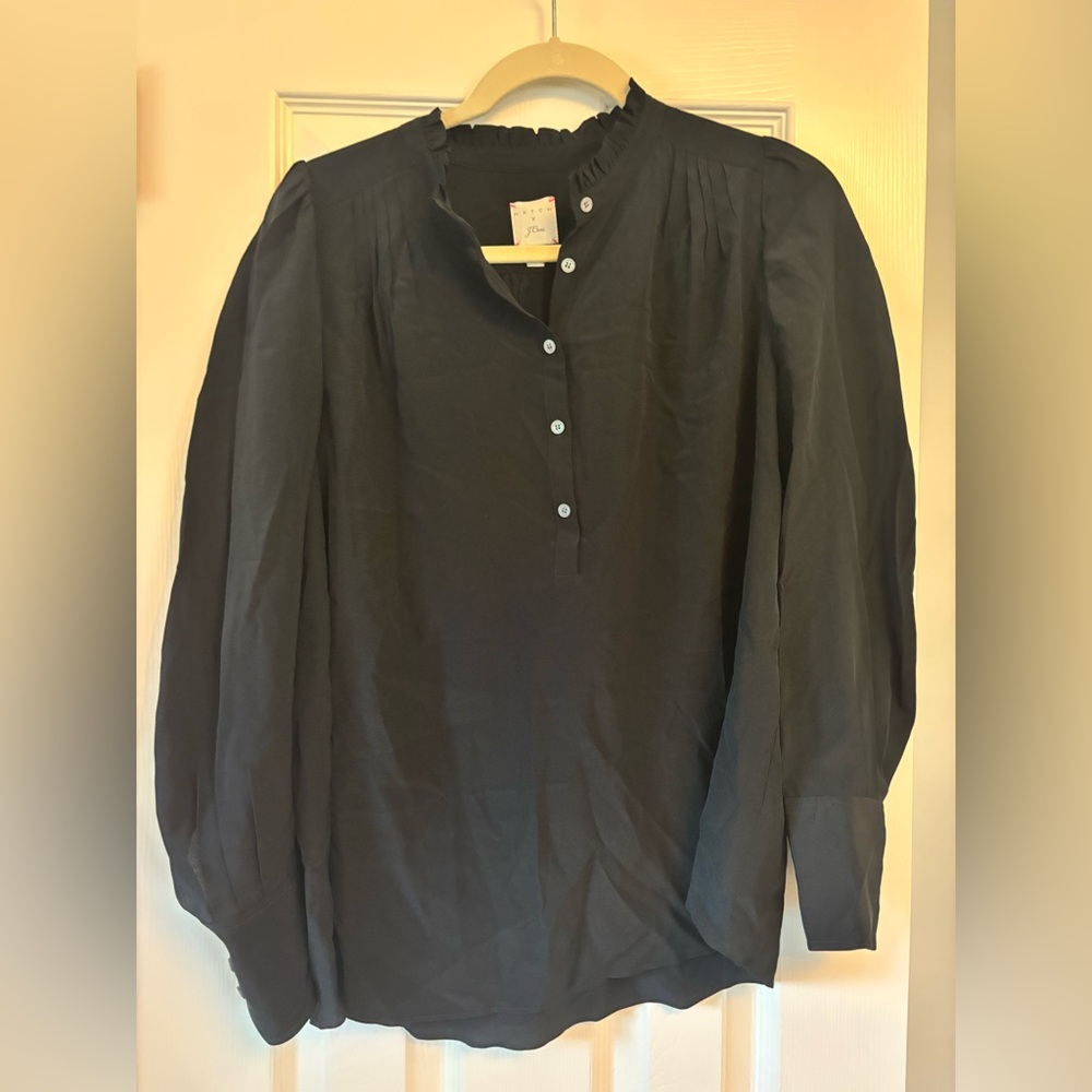 Hatch collection x j. Crew black silk maternity blouse. Size S/M